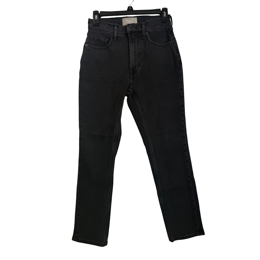 Everlane The Cheeky Straight Jean Black Washed Organic Cotton Size 25